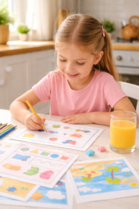 Children coloring printable pages at home
