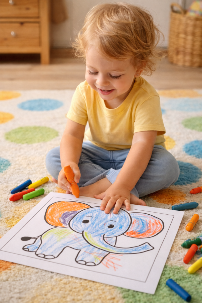 Children coloring printable pages at home