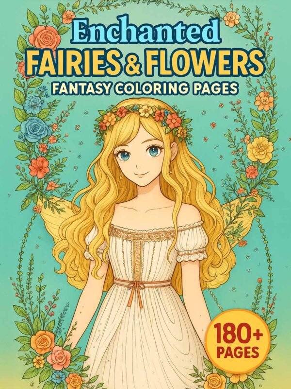 Enchanted-Fairies-Flowers-–-180-Fantasy-Coloring-Pages-1 Flowers coloring pages