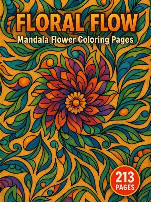 Floral-Flow-–-Mandala-Flower-Coloring-Pages-213-Pages-1 Mandala flower coloring pages