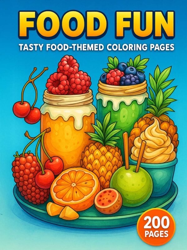 Food-Fun-–-Tasty-Food-Themed-Coloring-Pages-200-Pages Food-themed coloring pages