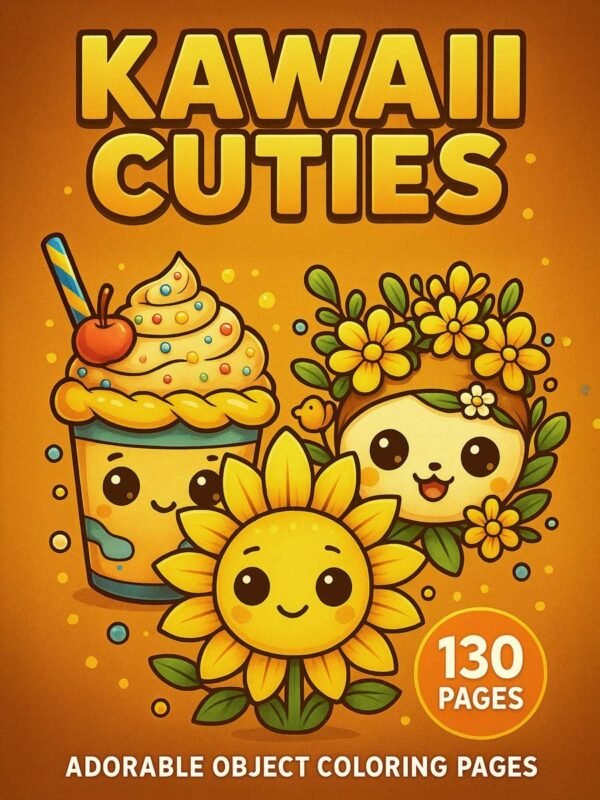Kawaii-Cuties-–-Adorable-Object-Coloring-Pages-130-Pages Adorable Everyday Object Coloring Pages