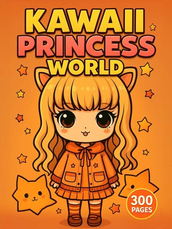 Kawaii-Princess-World-–-Cute-Girls-to-Color-300-Pages-1 Kawaii Princess coloring pages