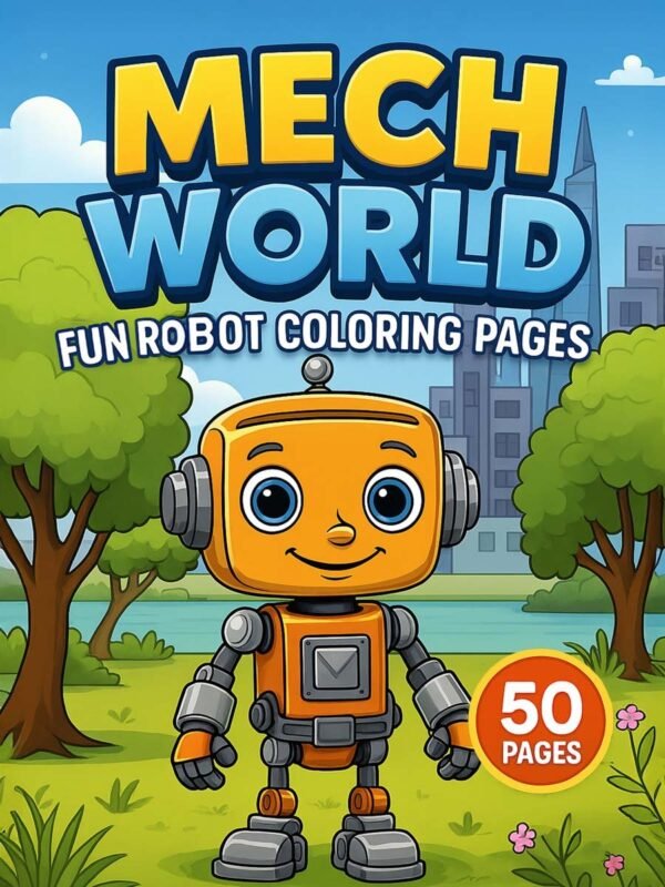 Mech-World-–-Fun-Robot-Coloring-Pages-50-Pages Mech World – 50 Fun Robot Coloring Pages