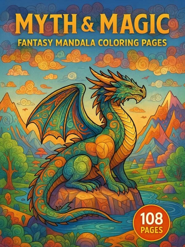 Myth and magic mandala coloring pages