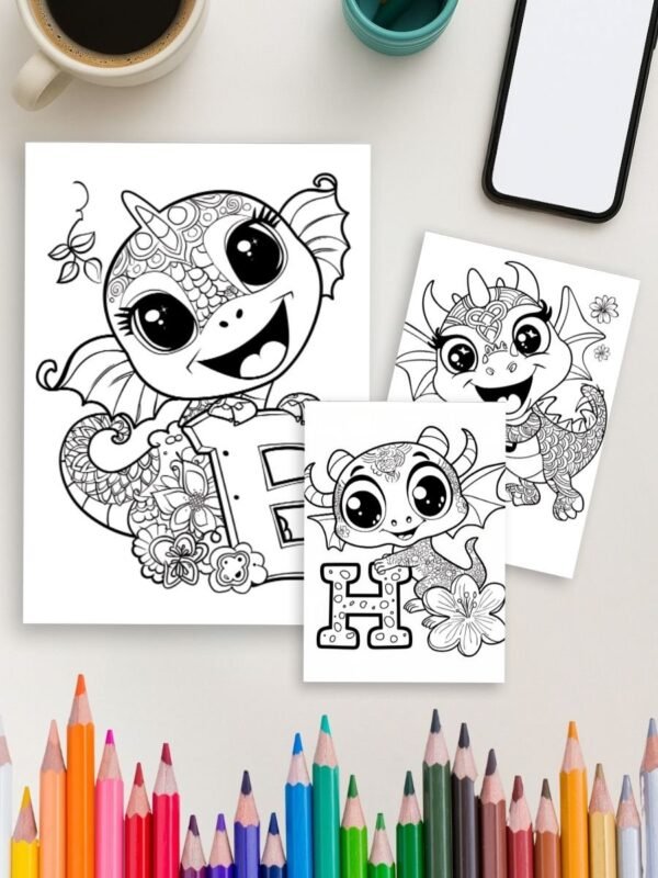 Dragon ABC – 36 Alphabet & Number Pages with Dragons