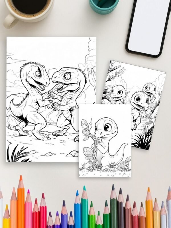 Product-Gallery-31-2 Dino Days – 52 Dinosaur Scene Coloring Pages