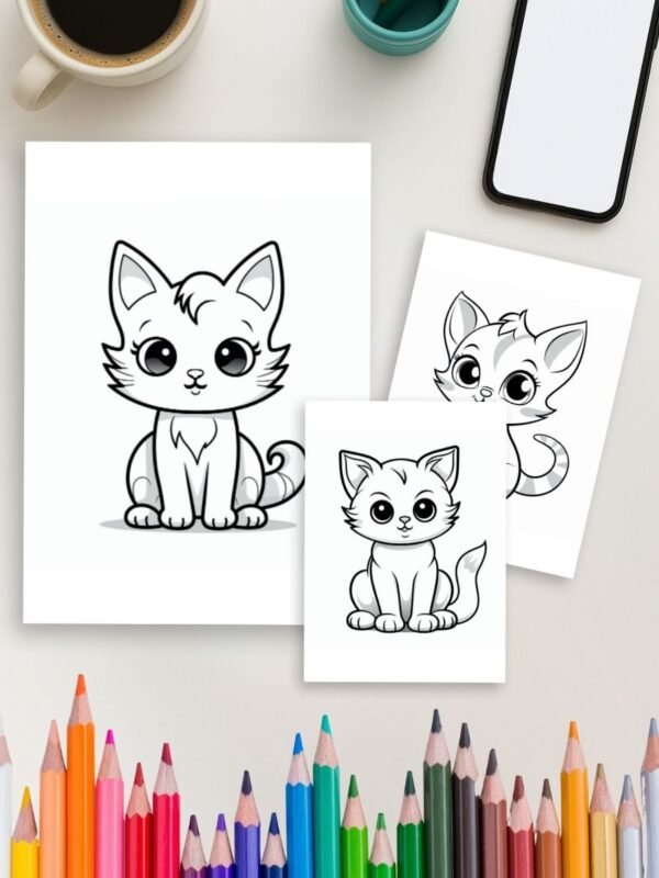 Kitten's Adventures - 21 Cat Coloring Pages