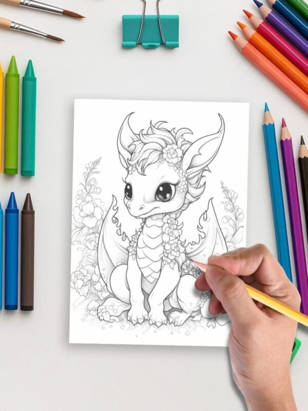 Fire & Flight – 50 Dragon Coloring Pages