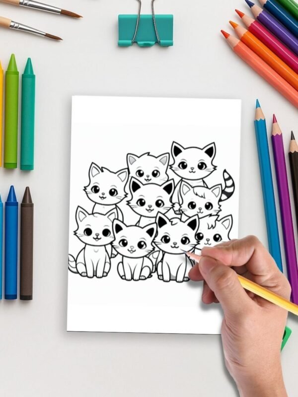 Kitten's Adventures - 21 Cat Coloring Pages