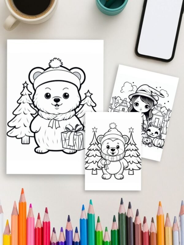 Holiday Fun Pack – 60 Kids Holiday-Themed Coloring Pages