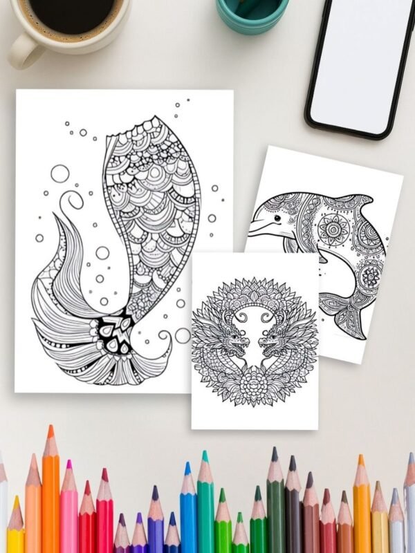 Myth and magic mandala coloring pages