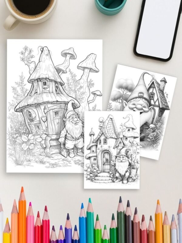 Garden Gnome Tales – 75 Whimsical Gnome Coloring Pages