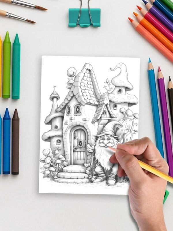 Garden Gnome Tales – 75 Whimsical Gnome Coloring Pages