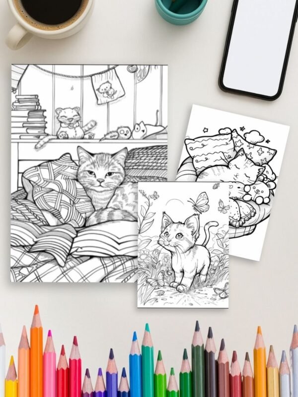 Cute cat coloring pages