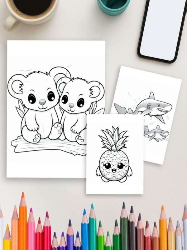 Animals and Fruits coloring pages