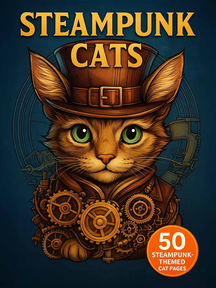 Steampunk Cats coloring book