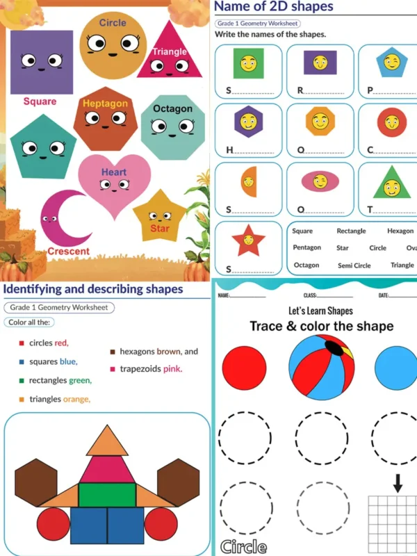 Super shapes printable worksheets