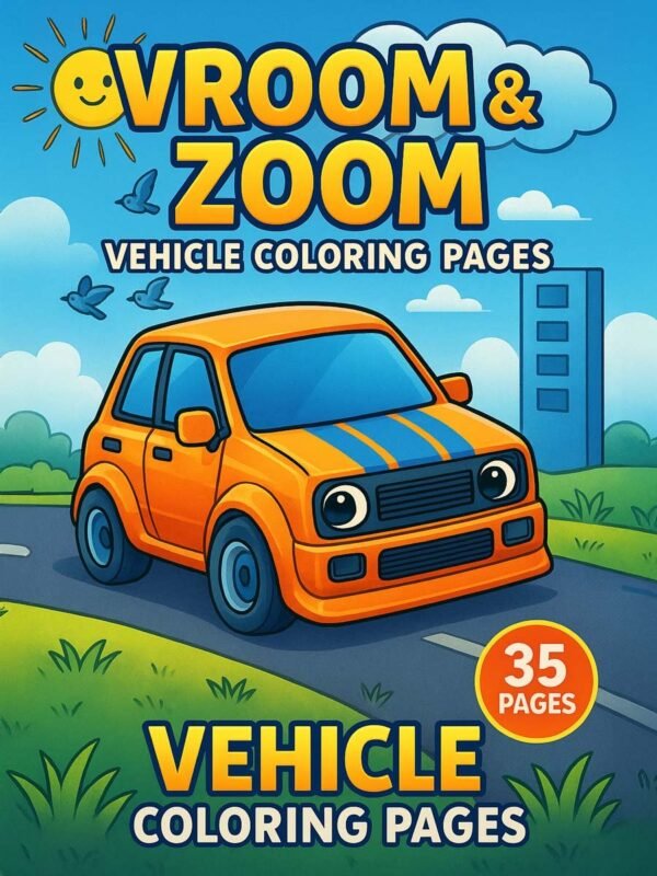 Vroom-Zoom-–-Vehicle-Coloring-Pages-35-Pages Vroom & Zoom – 35 Vehicle Coloring Pages