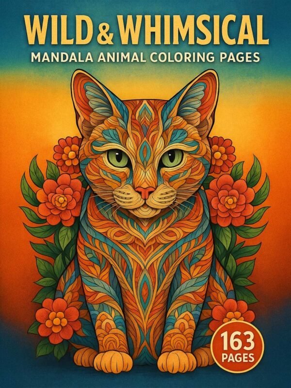Wild-Whimsical-–-Mandala-Animal-Coloring-Pages-163-Pages-1 Wild animals mandala coloring pages