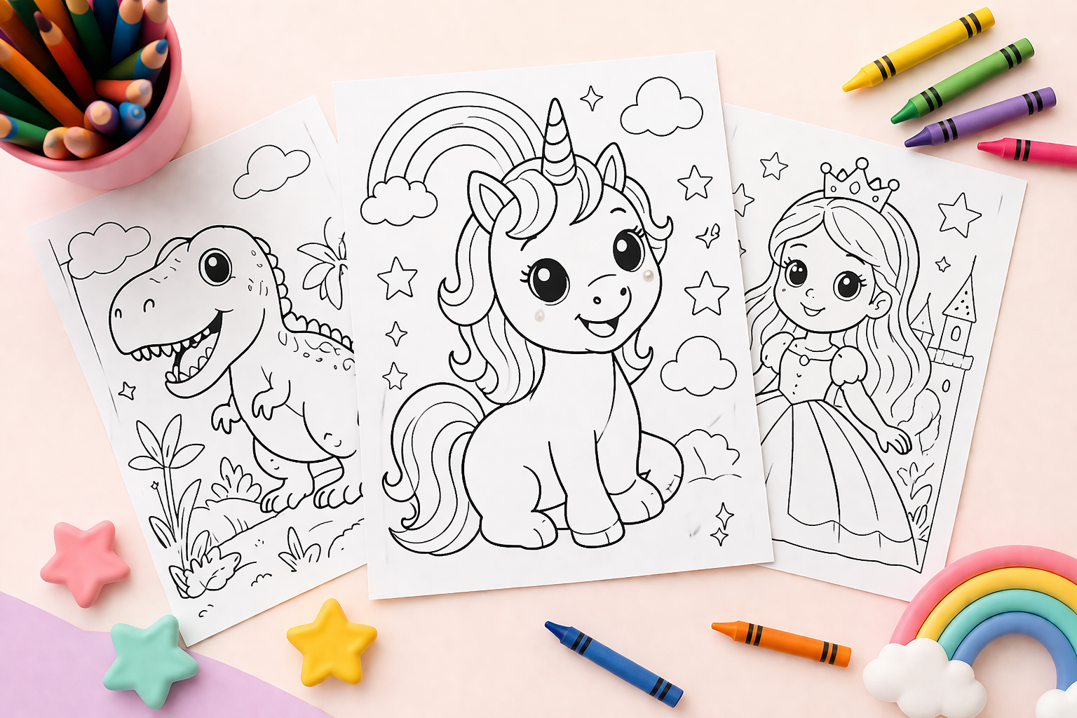 kids coloring pages printable, fun coloring sheets for children, black and white coloring activities for kids